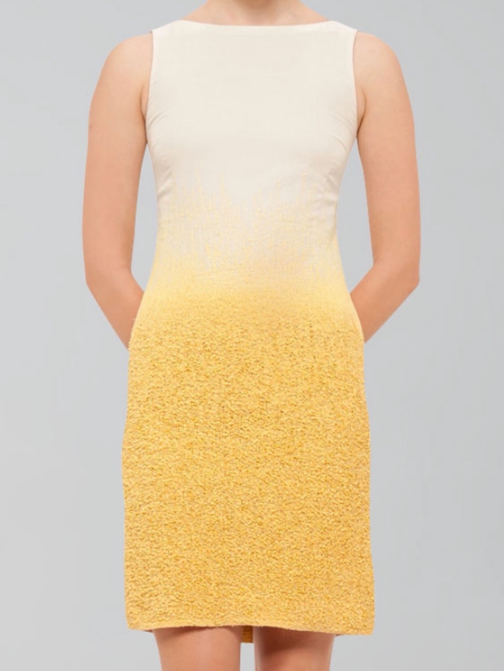 2013 runway Akris Cream-to-Yellow Ombre Textured Mini Dress